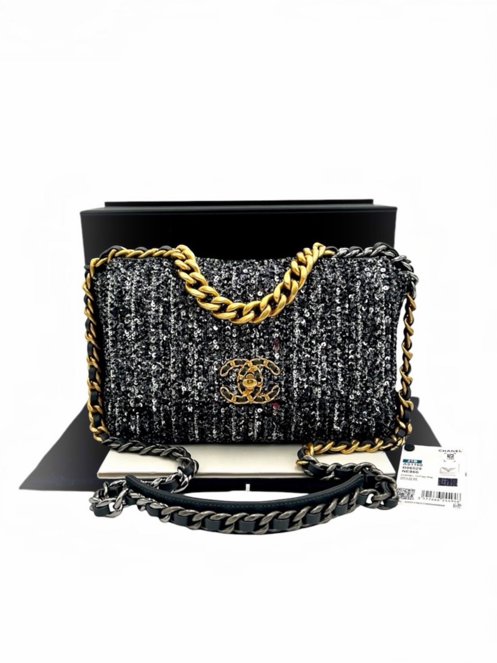 CHANEL 19 Flap Bag in RARE Silver Sequins